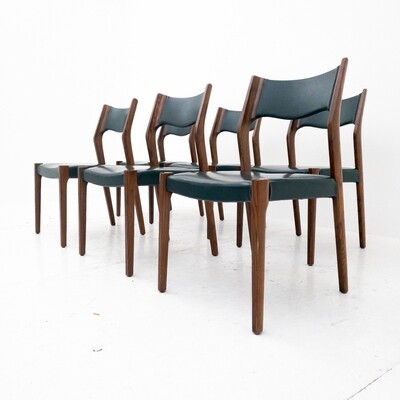 Set of 6 Scandinavian 60s style teak chairs