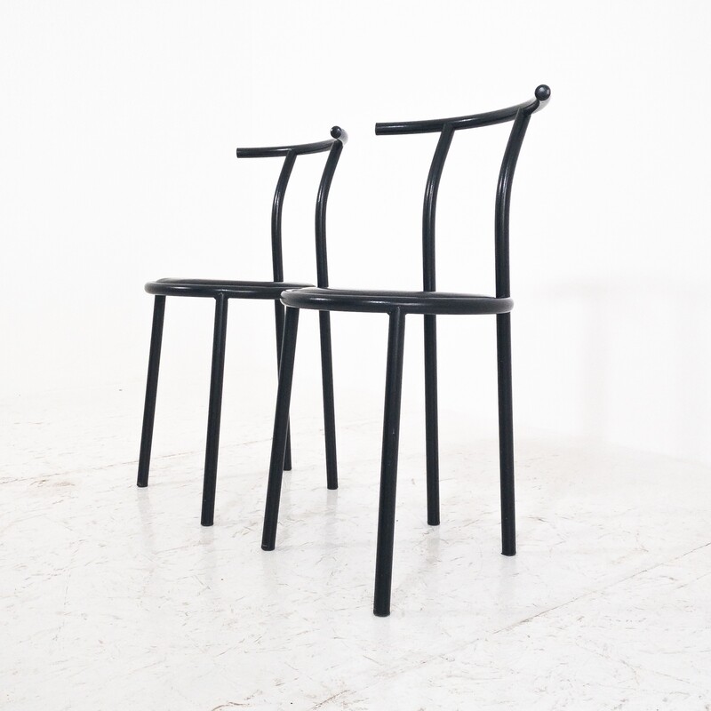 Set of 2 Fly Line metal chairs, Italy 1970s