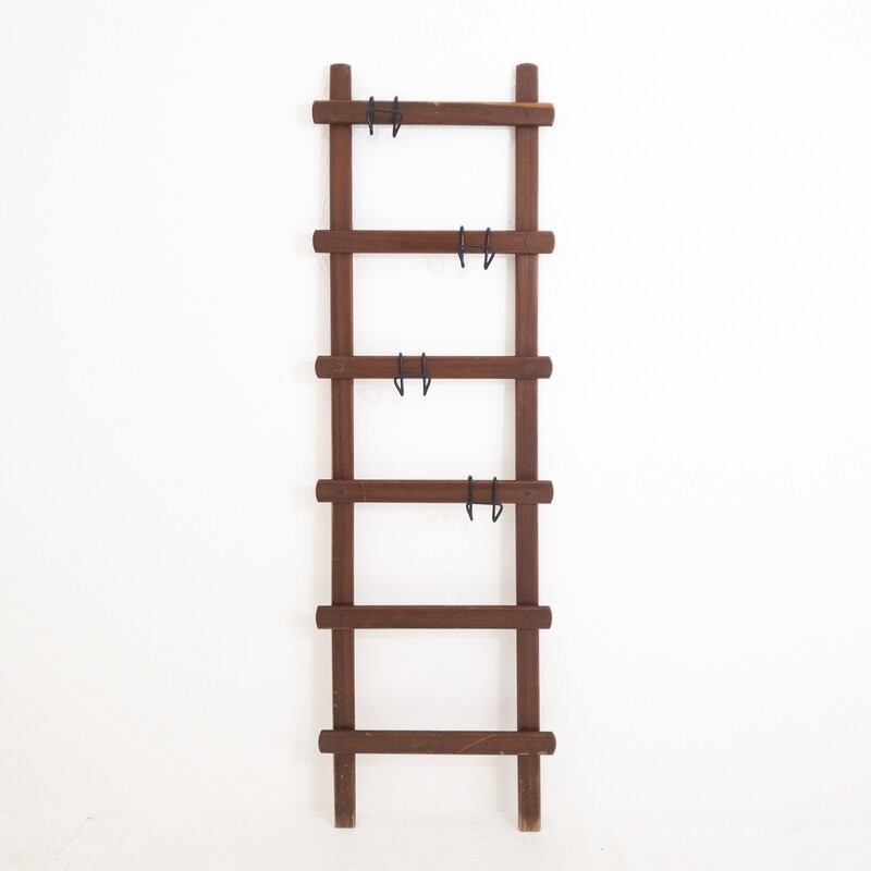 Teak ladder coat rack, Italy 1970s