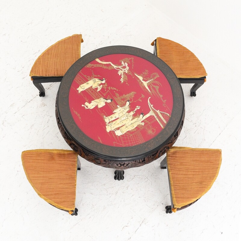 Tea table with 4 stools, China 1960s