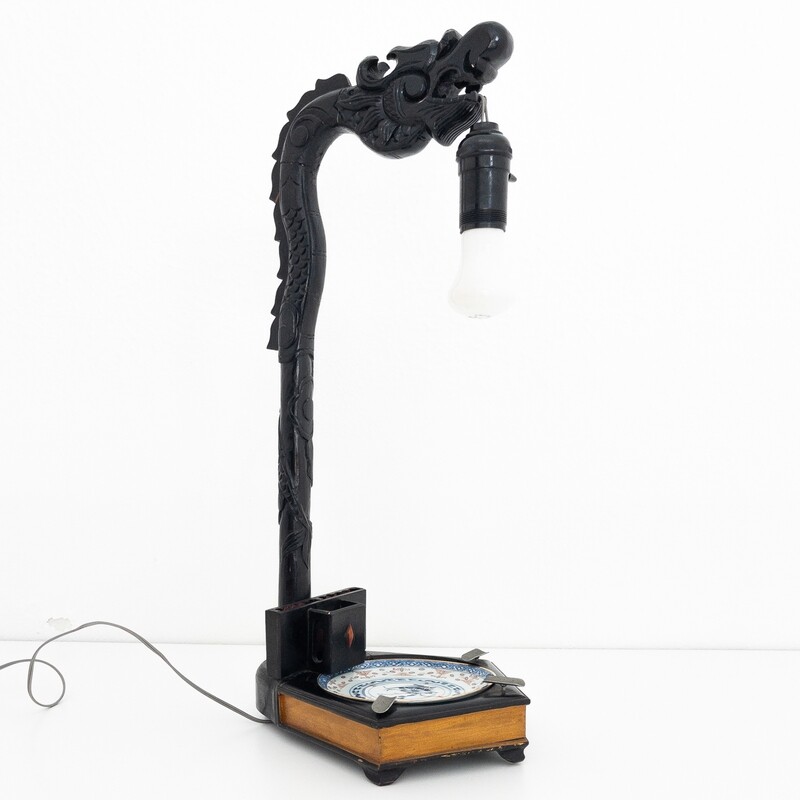 Hand carved Dragon table lamp, China, 1960s
