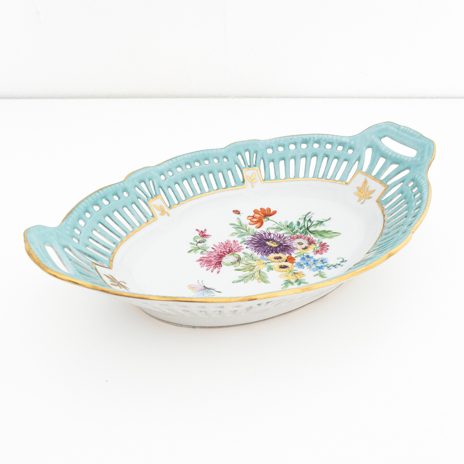 Hand painted porcelain oval serving dish, 1960s