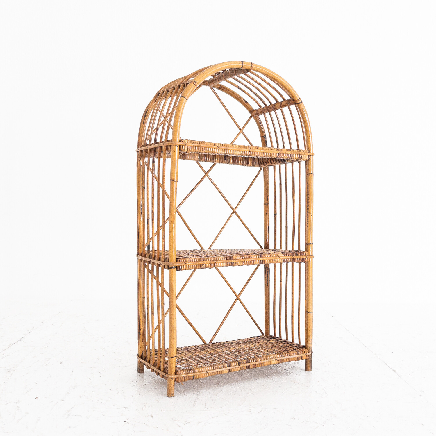Woven bamboo shelf, Italy 1970s