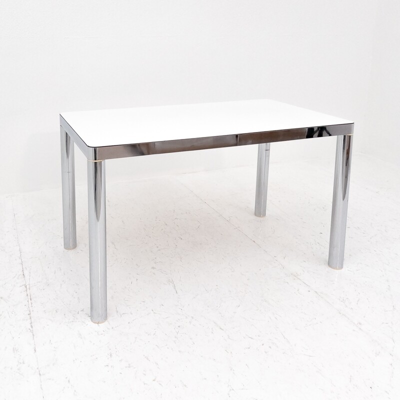 Vintage Salvarani dining table in chromed steel and Formica, Italy, 1980s