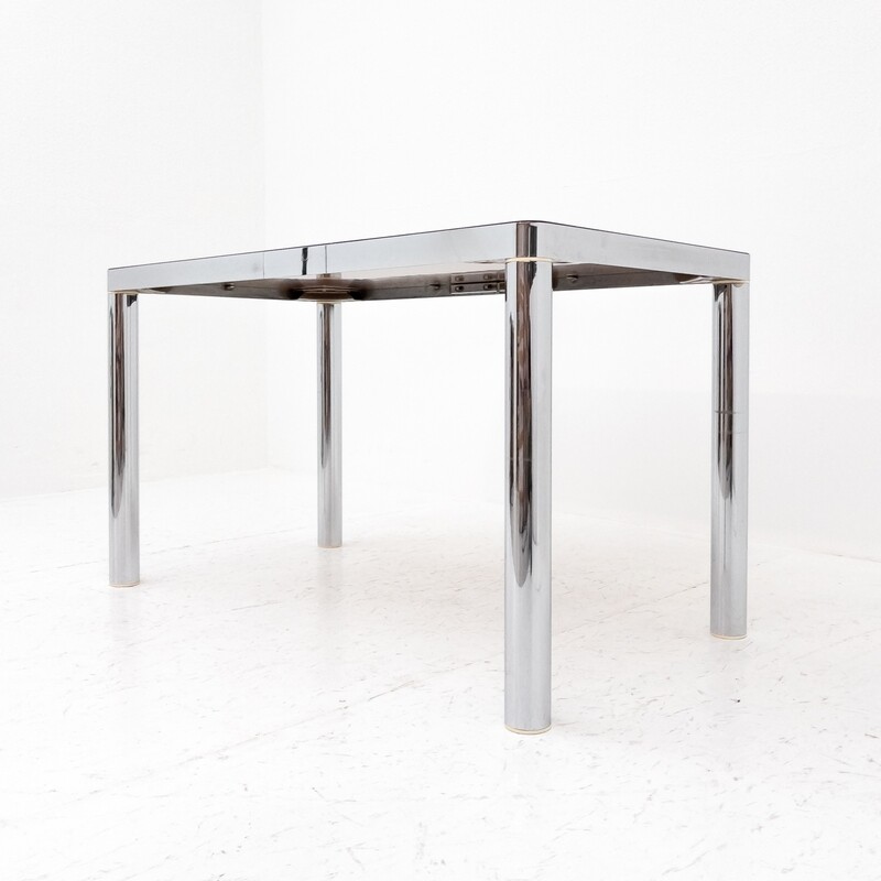 Vintage Salvarani dining table in chromed steel and Formica, Italy, 1980s