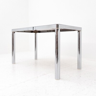Vintage Salvarani dining table in chromed steel and Formica, Italy, 1980s