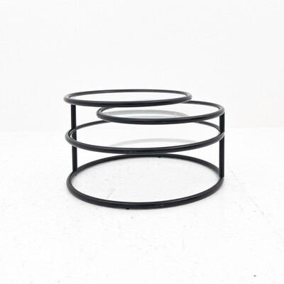 Swivel coffee table in steel and glass in the Milo Baughamn style