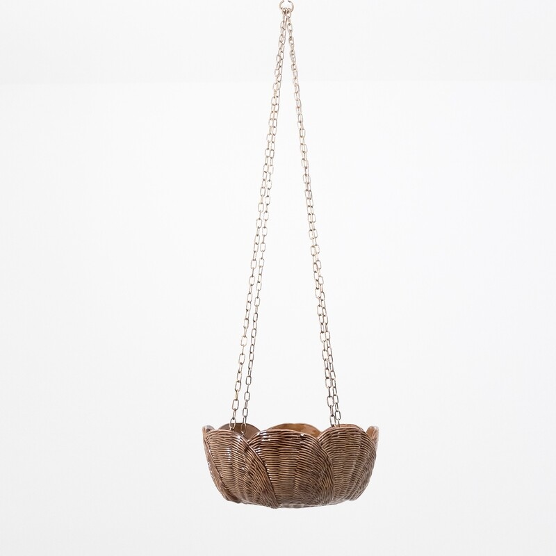 Ceramic wicker hanging planter, Costa, Italy, 1980s