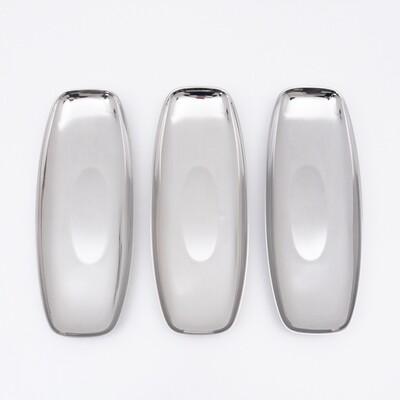 Set of three oval stainless steel serving plates by Alfra Alessi, Italy, 1970s
