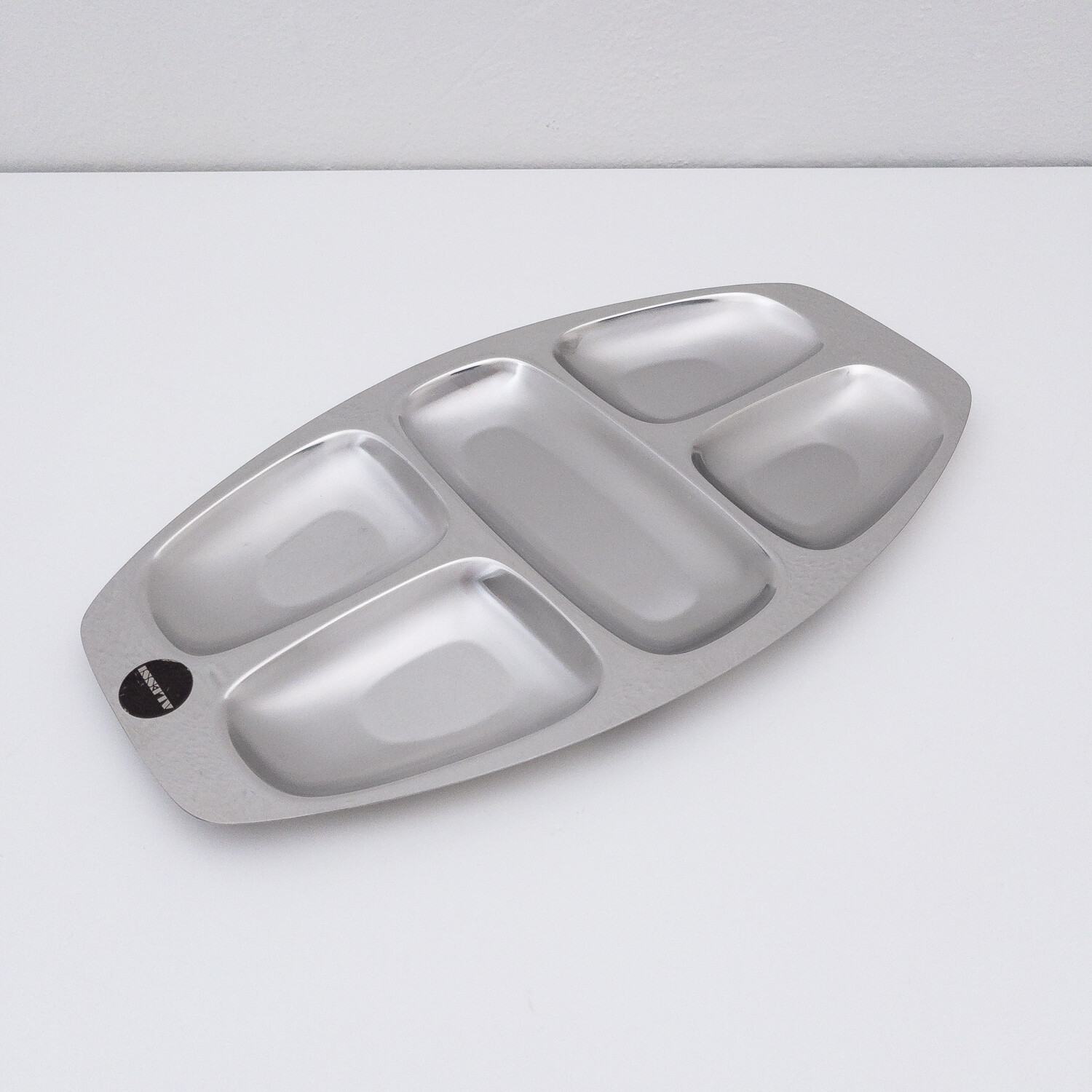 5-compartment stainless steel antipasto dish by Alessi