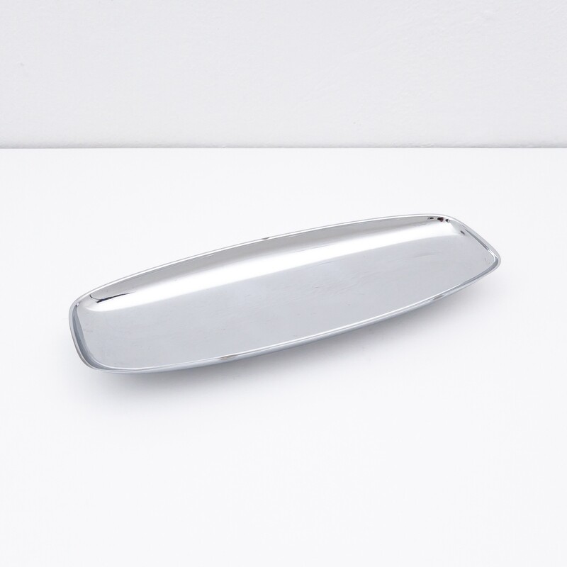 Oval stainless steel serving plate from Alfra, Italy, 1970s