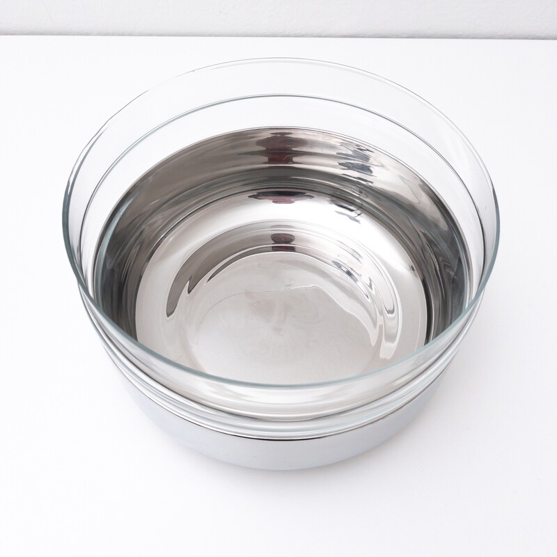 Zani container in stainless steel and glass