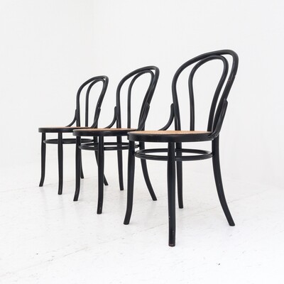 Set di 3 sedie in legno e paglia di vienna in stile Thonet anni &#39;60