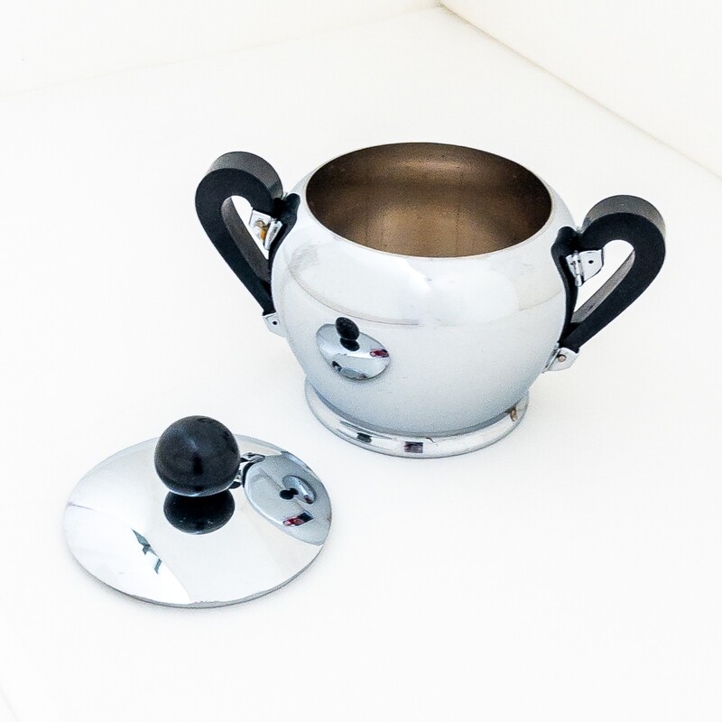 Bombè sugar bowl by Carlo Alessi for Alfra, Italy 1930s
