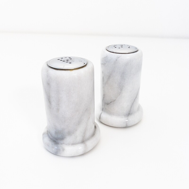 Vintage marble salt and pepper table set