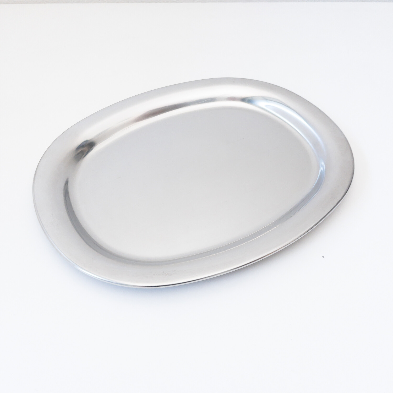Vintage oval stainless steel serving plate