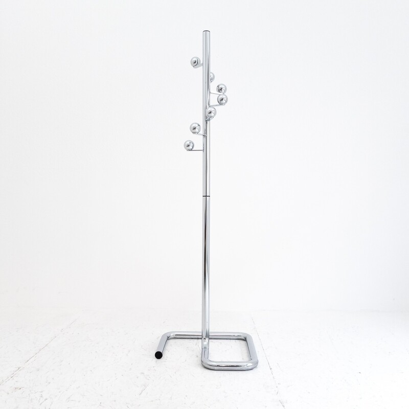 Floor coat stand in chromed metal, Italy, 1970s