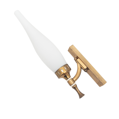 1950s brass and opaline glass wall lamp