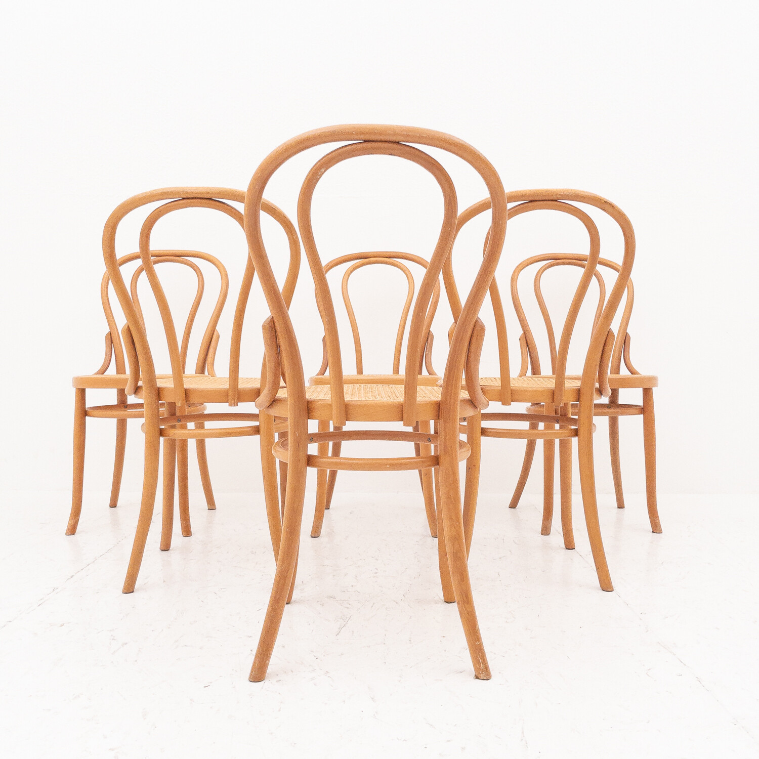 Set of 6 chairs in bentwood and Vienna straw by Sautto and Liberale, Italy 1960s