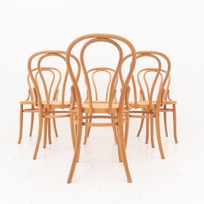 Set di 6 sedie in legno curvato e paglia di Vienna di Sautto e Liberale, Italia anni &#39;60