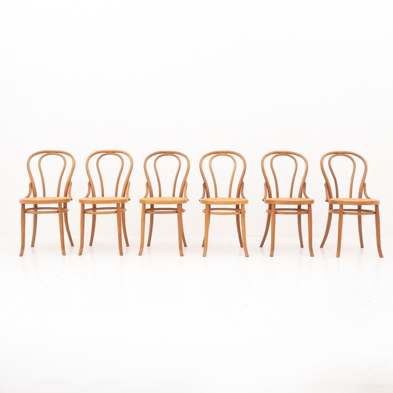 Set of 6 chairs in bentwood and Vienna straw by Sautto and Liberale, Italy 1960s