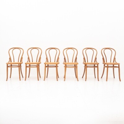 Set di 6 sedie in legno curvato e paglia di Vienna di Sautto e Liberale, Italia anni &#39;60