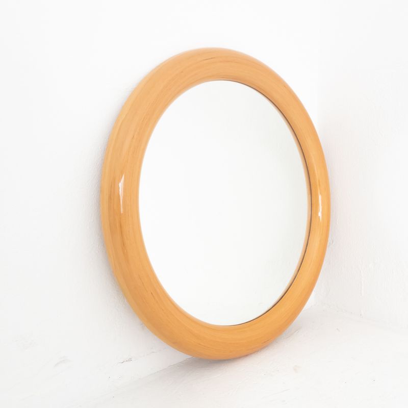 Round wooden mirror, Italy 1960s