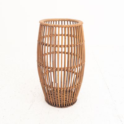 Woven bamboo umbrella stand, Italy, 1970s