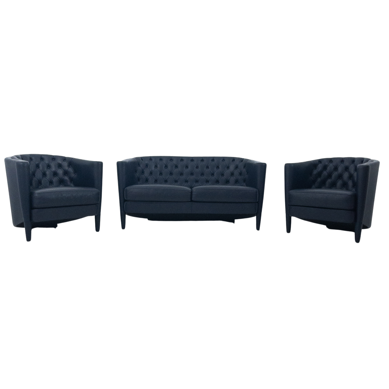 Divano due posti e set di 2 poltrone Rich Cushion capitoné design Antonio Citterio per Moroso, Italia 1989