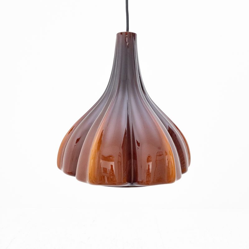Brown glass pendant lamp by Peill Putzler, Germany 1970s