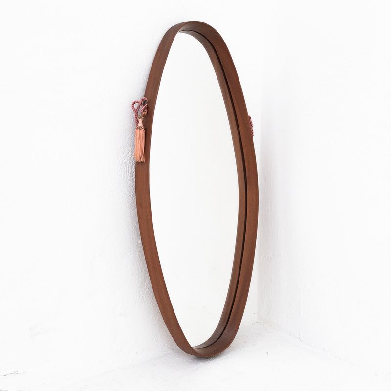 1960s oval teak mirror