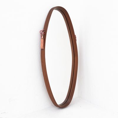 Specchio ovale in teak anni &#39;60