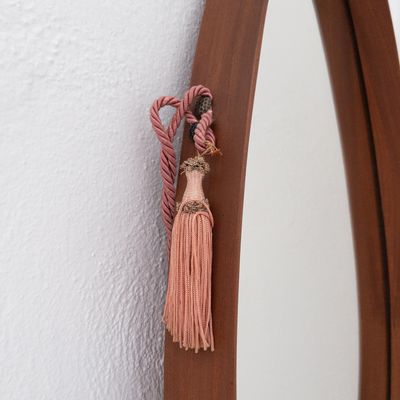 1960s oval teak mirror