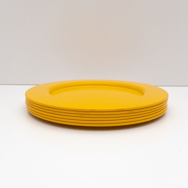 Set of 6 Vintage Alessi Placemats in Saffron Yellow Painted Metal Model SG43, Design by Stefano Giovannoni, 1980s
