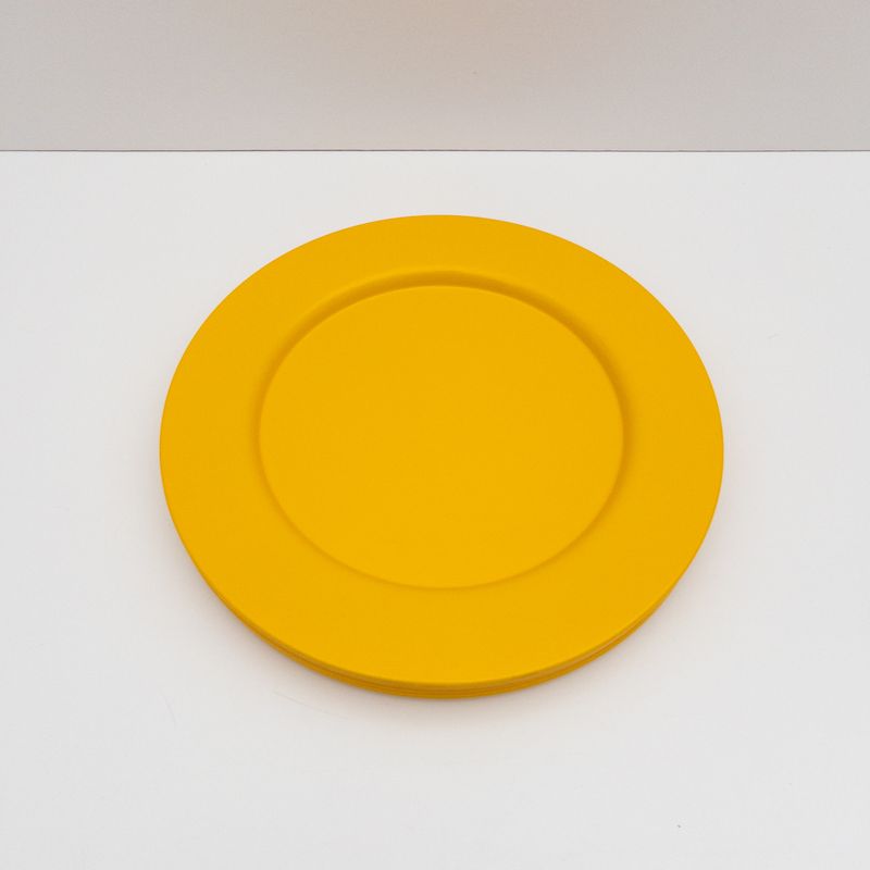 Set of 6 Vintage Alessi Placemats in Saffron Yellow Painted Metal Model SG43, Design by Stefano Giovannoni, 1980s