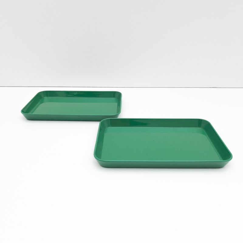 Set of 2 Vintage Green Melamine Trays Melplus Monza, Italy, 1970s