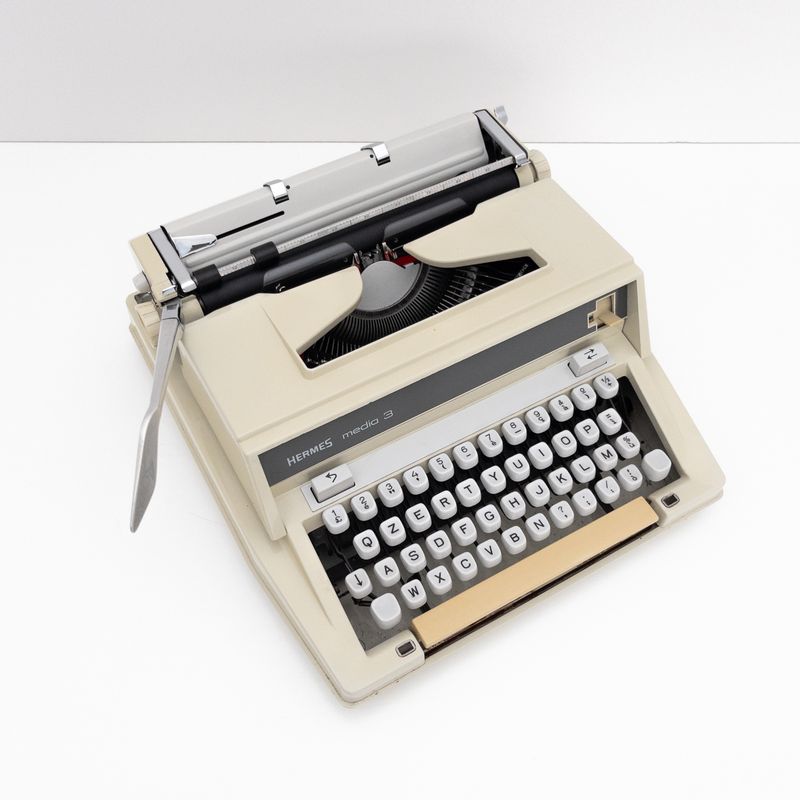 Vintage Hermes Media 3 Typewriter with Hard Case