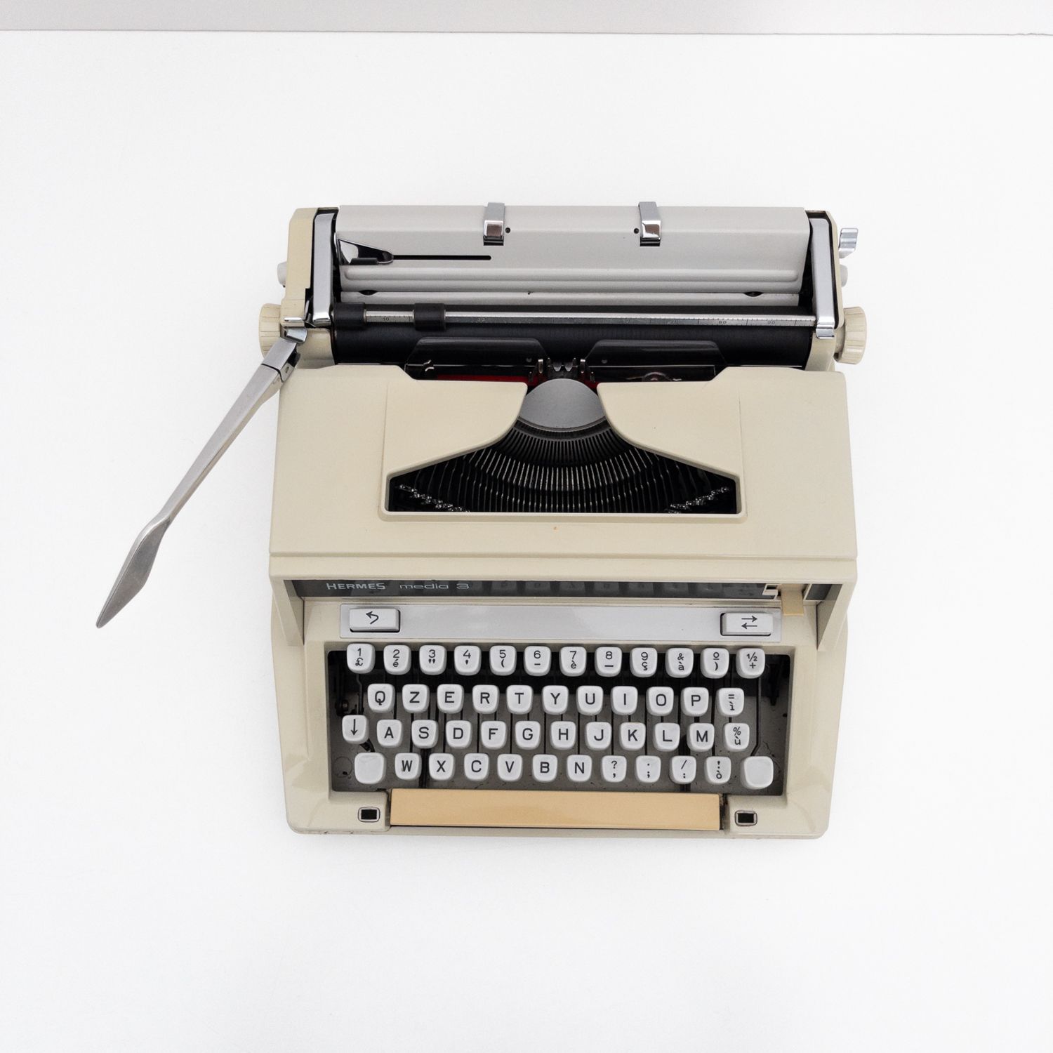 Vintage Hermes Media 3 Typewriter with Hard Case