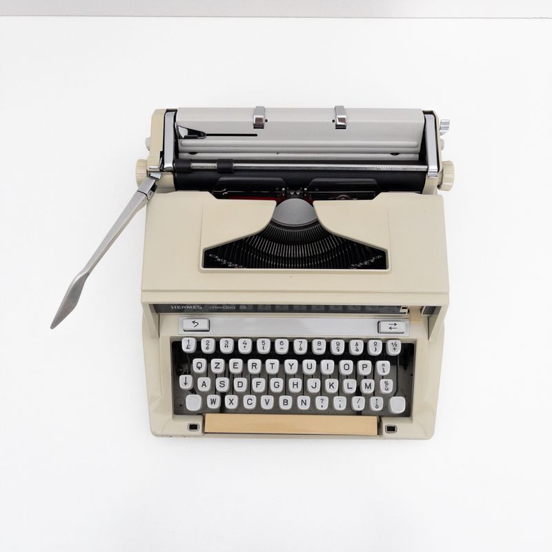 Vintage Hermes Media 3 Typewriter with Hard Case