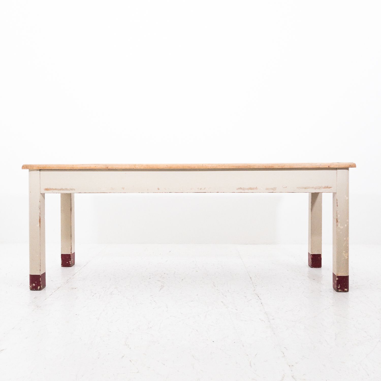 Vintage Refectory Rectangular Table with Aqua Blue Formica Top