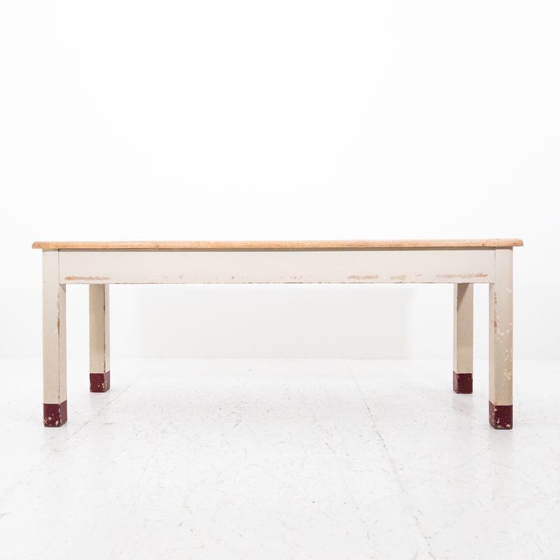 Vintage Refectory Rectangular Table with Aqua Blue Formica Top
