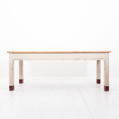 Tavolo Rettangolare da Refettorio Vintage con Piano in Formica Azzurro Acqua