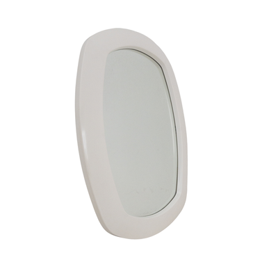 Specchio ovale anni &#39;70 con cornice in plastica avorio