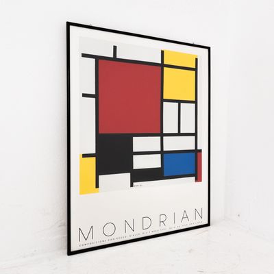 Mondrian Framed Print with Gloss Black Frame