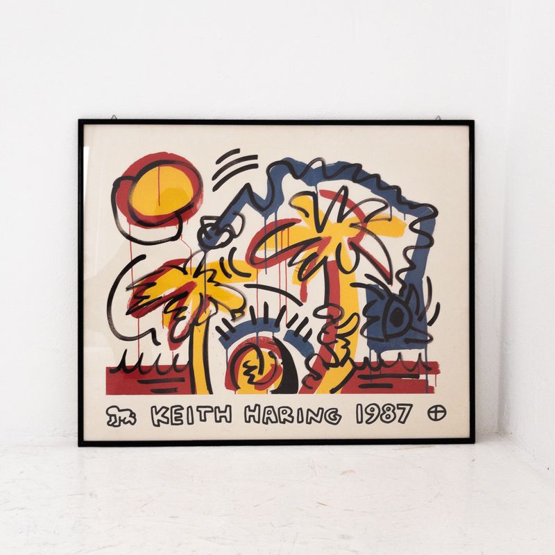 Keith Haring 1987 Print in Frame Contemporary Art 80s