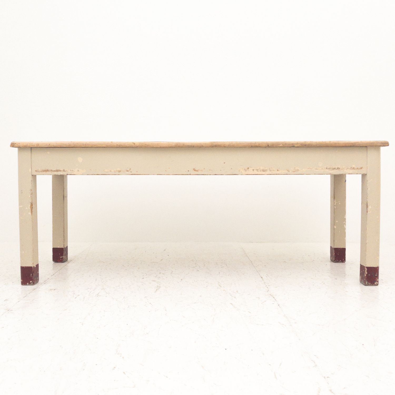 Vintage Refectory Rectangular Table with Aqua Blue Formica Top