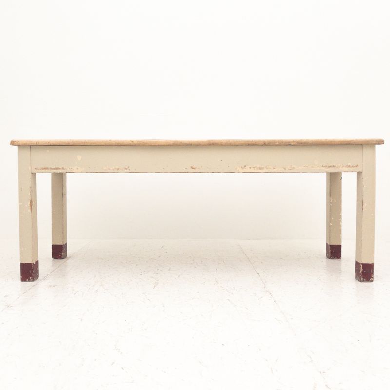Vintage Refectory Rectangular Table with Aqua Blue Formica Top