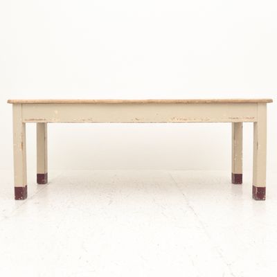 Tavolo Rettangolare da Refettorio Vintage con Piano in Formica Azzurro Acqua
