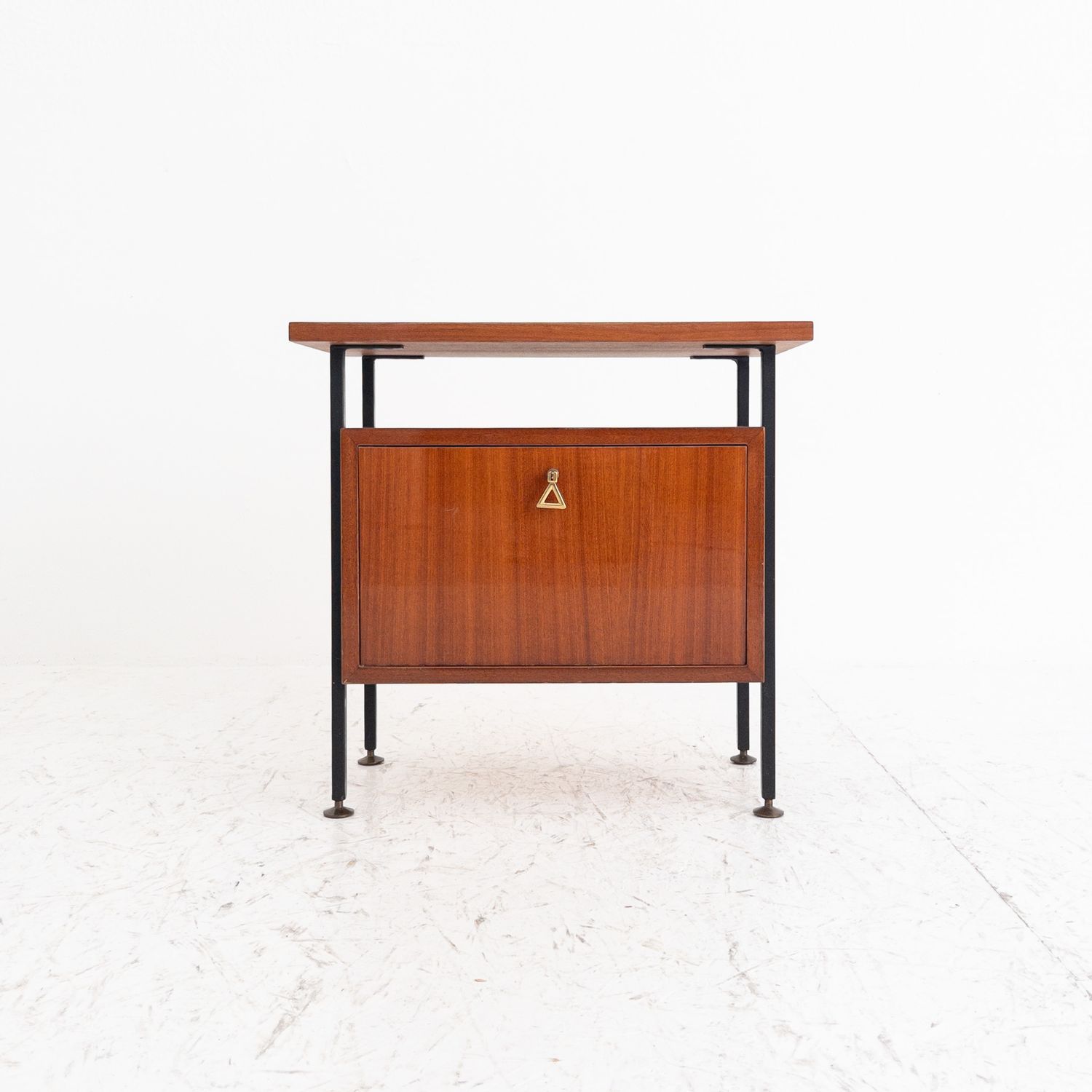 Italian vintage nightstand in lacquered wood and metal frame, 1960s
