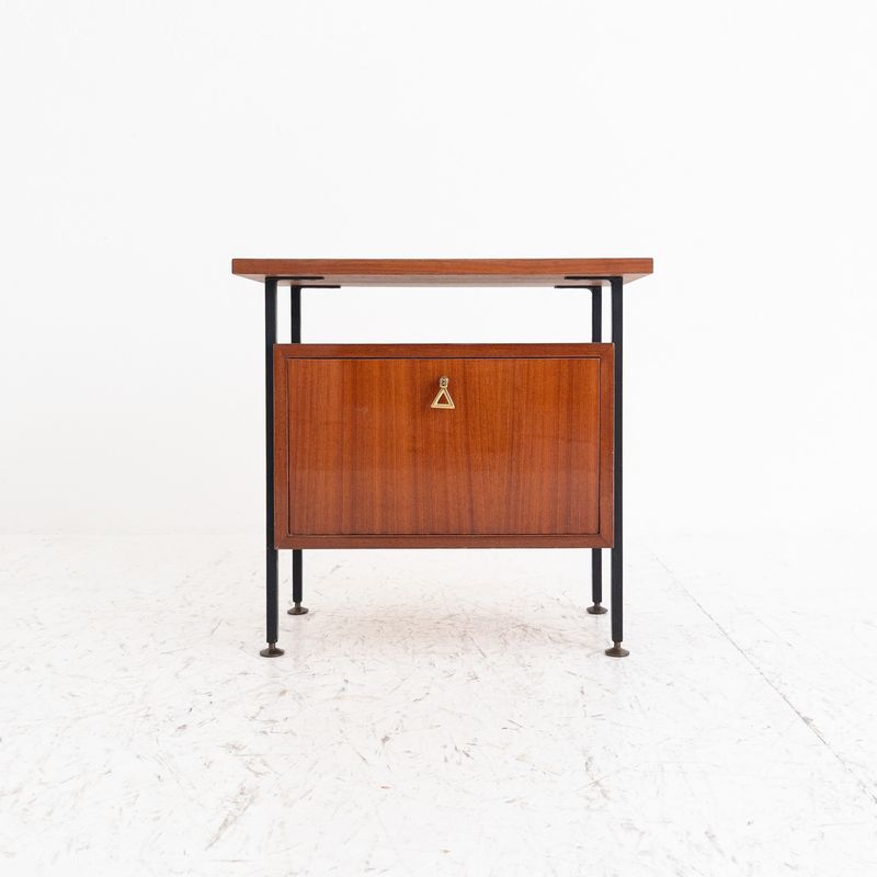 Italian vintage nightstand in lacquered wood and metal frame, 1960s